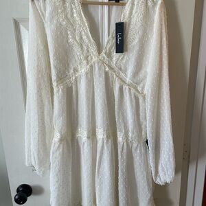 Lulu's White Long Sleeve Dress